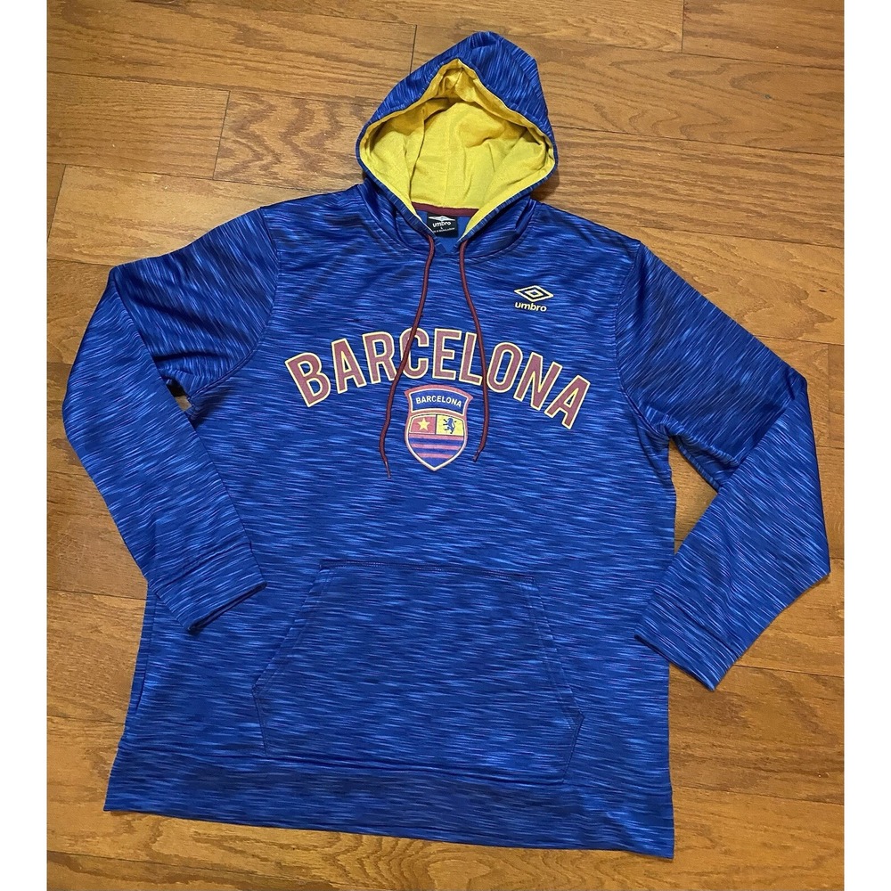 Umbro Mens Large Blue Barcelona‎ Hoodie Sweatshirt Football Futbol Soccer L
